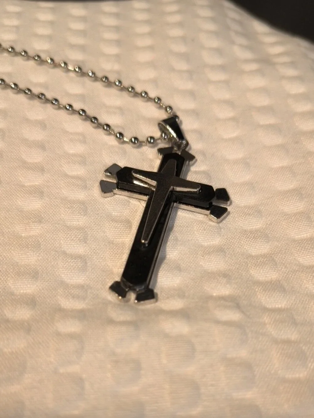 Black & Silver Cross Pendant Necklace - Unbranded Men's Jewelry